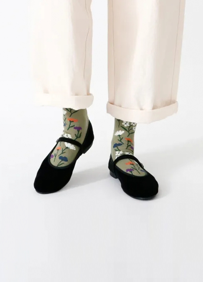 Little Flower Diary Pattern Knee-High Socks